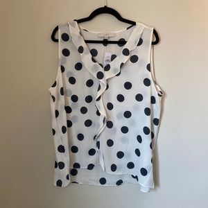 LOFT NWT White and Black Polka Dot Tank Top, XL